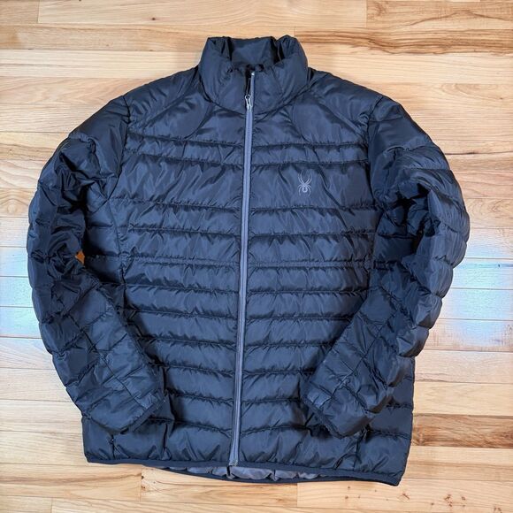Spyder Down Full Zip Black Puffer Jacket Size XL - Picture 1 of 8